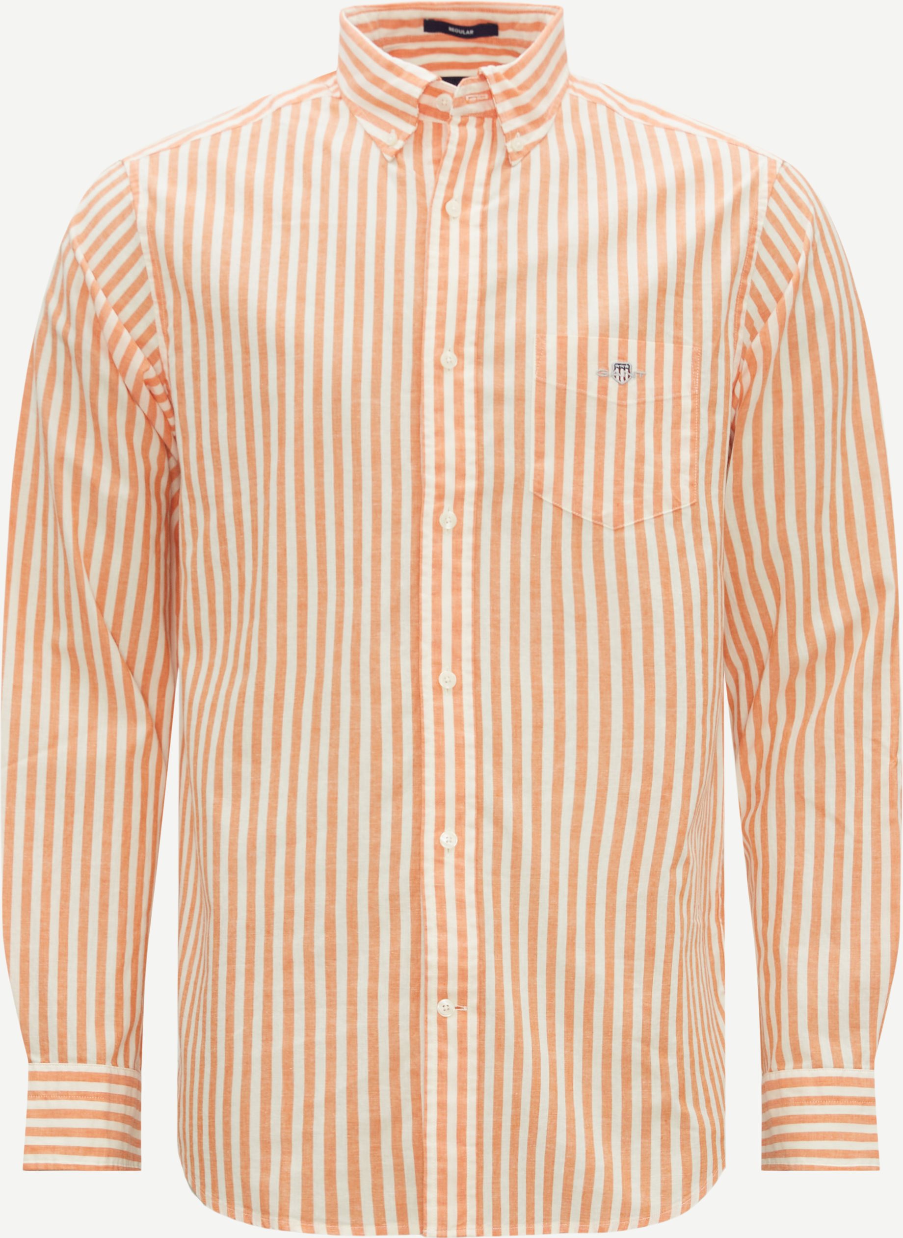 Gant Skjorter REG COTTON LINEN STRIPE SHIRT 3230057 Orange